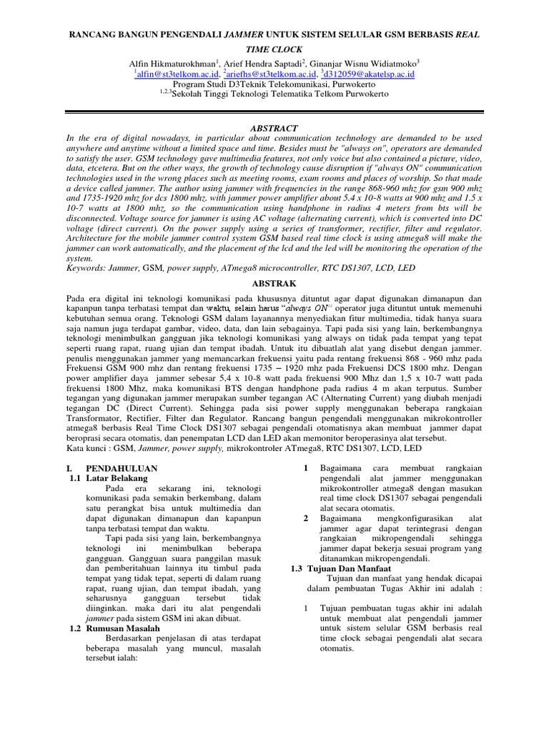 Judul skripsi rancang bangun telekomunikasi dia