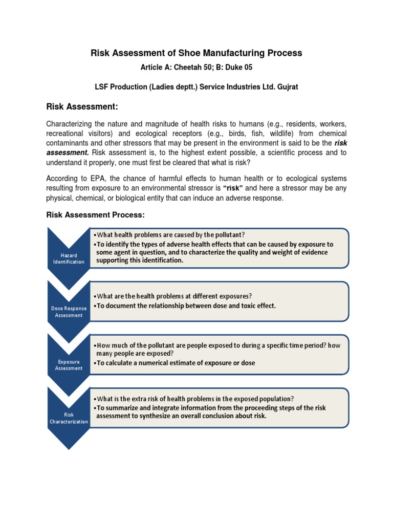 Risk Assessment of Shoe Manufacturing Process (Service Ind. LTD.) 123