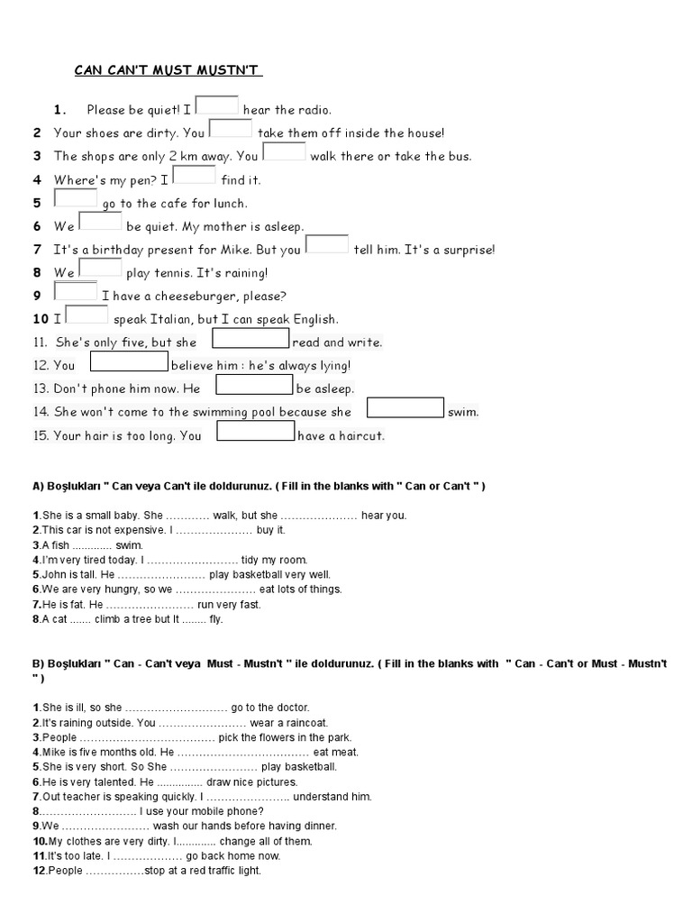 Can Can T Must Mustn T Leisure