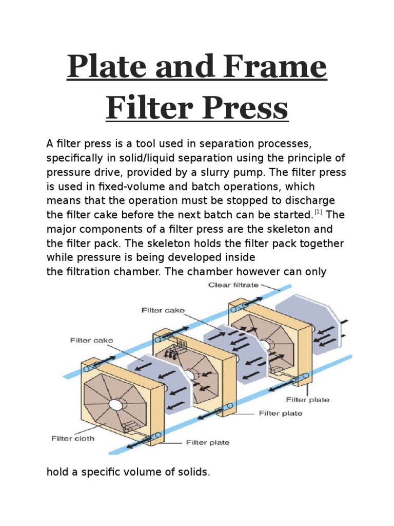 Plate and Frame Filter Press PDF Filtration Chemical Engineering