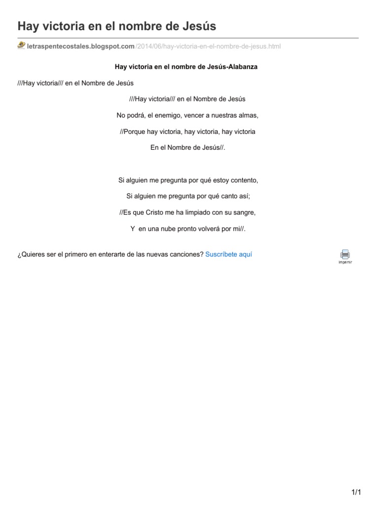 Hay Victoria En El Nombre De Jesus Pdf