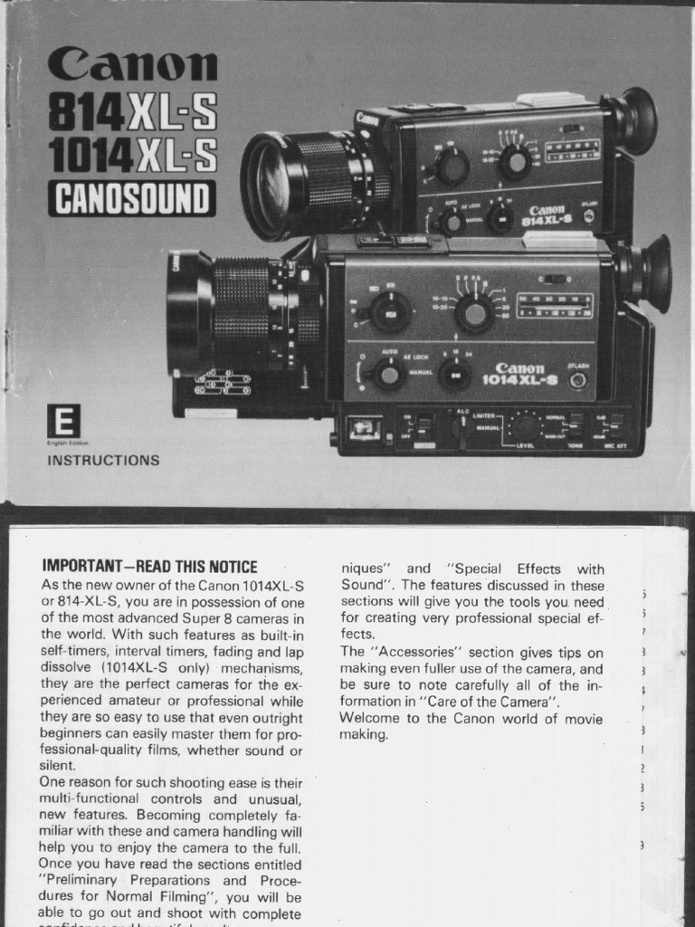 キャノン SALES MANUAL カメラ販促用・非売品 Canon 814 Xls Manual | PDF