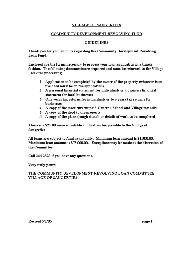 Community Development Revolving Fund Guidelines Sole Proprietorship