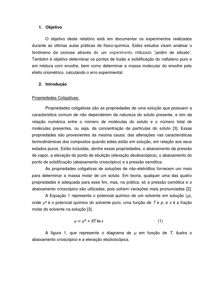 Massa Molar do Enxofre em Soluções | PDF | Solução | Osmose