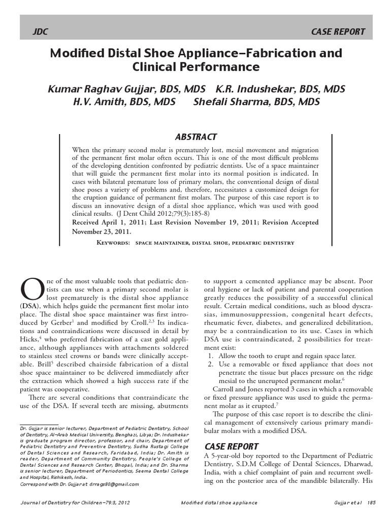 Modified Distal Shoe PDF Dental Anatomy Dentistry
