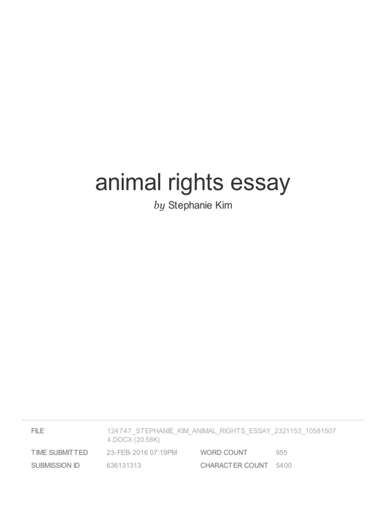 Animal Rights Essay 1 | PDF