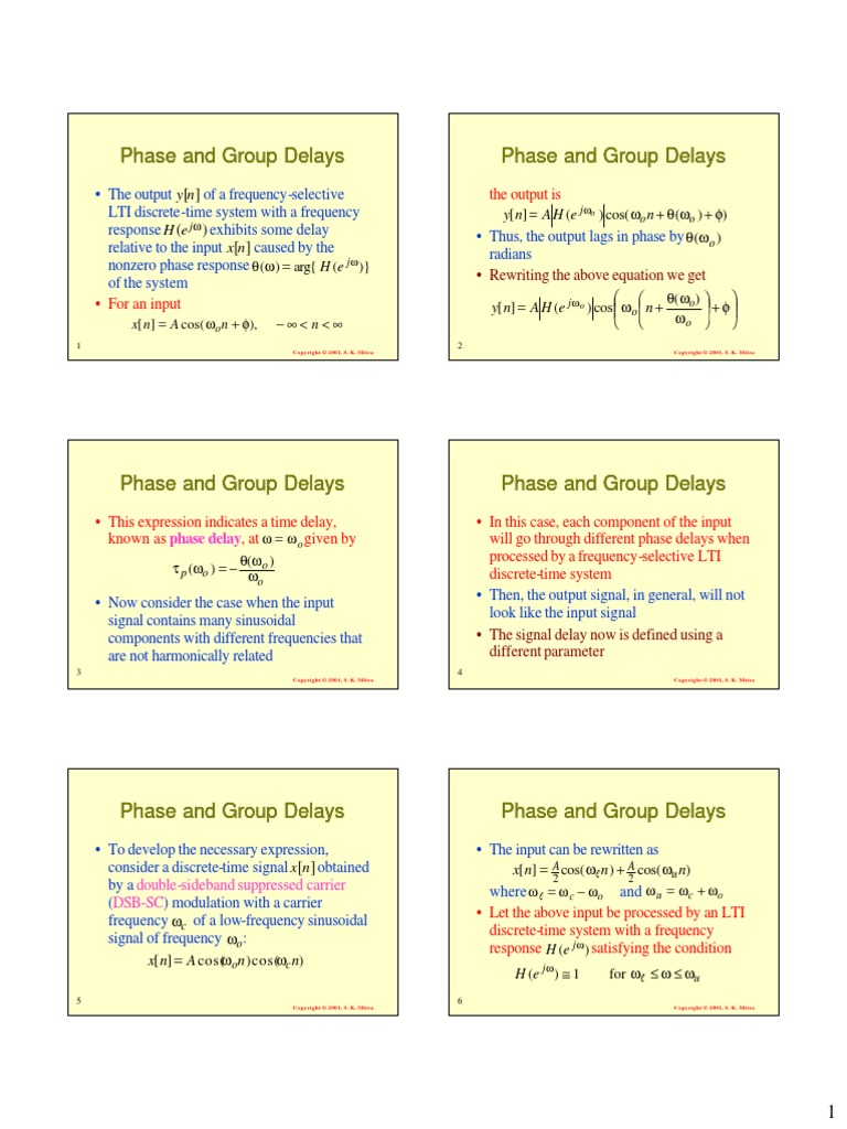 Phase and Group Delays Phase and Group Delays PDF Phase (Waves) Mathematical Concepts