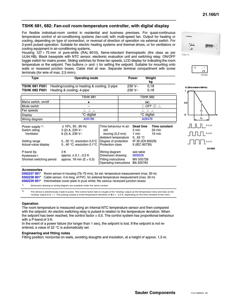 Sauter TSHK Thermostat User Guide | PDF | Switch | Air Conditioning