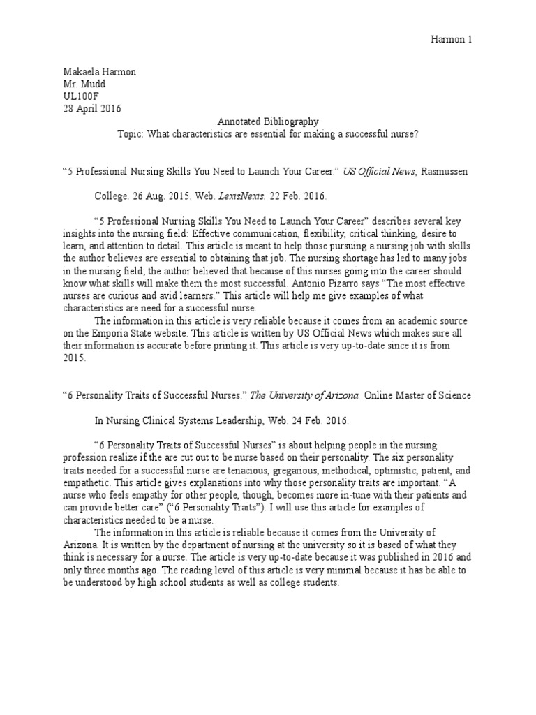 Annotated bibliography topic ideas nursing image