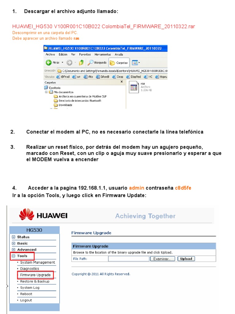 Actualización de Firmware Huawei HG530 | PDF