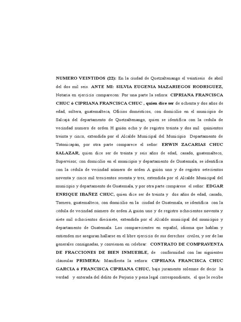 Contrato de Compraventa en Quetzaltenango | PDF | Guatemala | Ley común