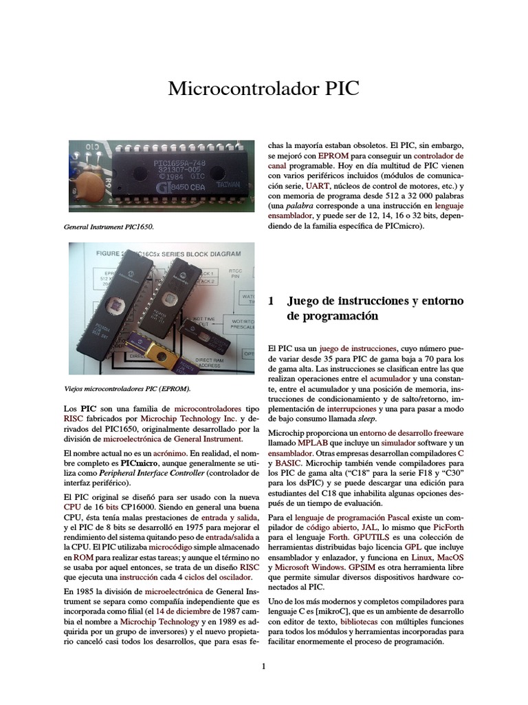 Microcontrolador PIC Microcontrolador PIC Ingeniería Electrónica