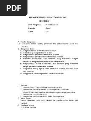 Telaah Kurikulum Matematika Smp