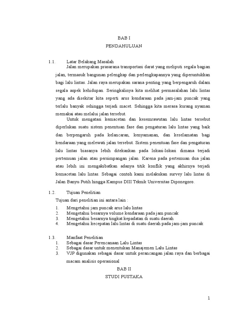 Laporan Survei Rekayasa Lalu Lintas
