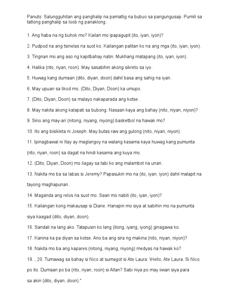 Panghalip Pamatlig 1