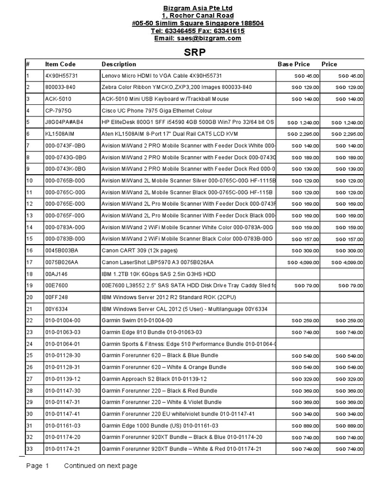 Bizgram Complete Item Listing For Reference Only Hard Disk Drive Computer Hardware