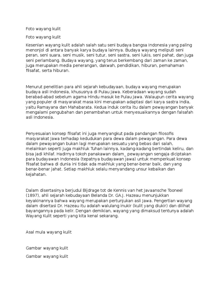 Deskripsi Tentang Wayang Kulit Pdf
