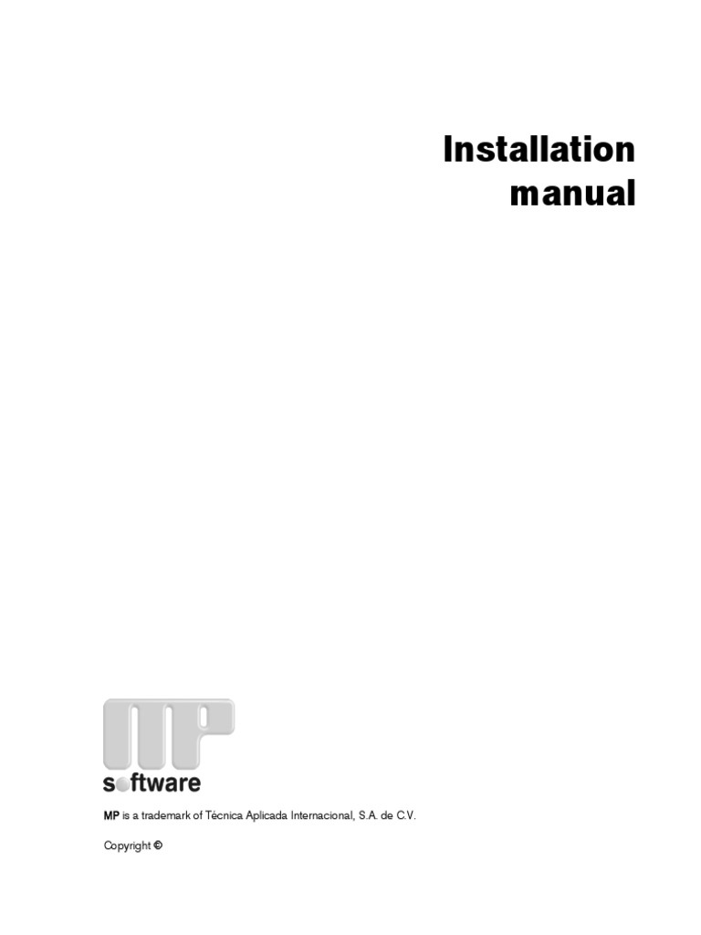 Installation manual mp is a trademark of t cnica aplicada