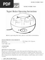 Yogurt Maker Op Erating Instructions: Model Number: Ym80