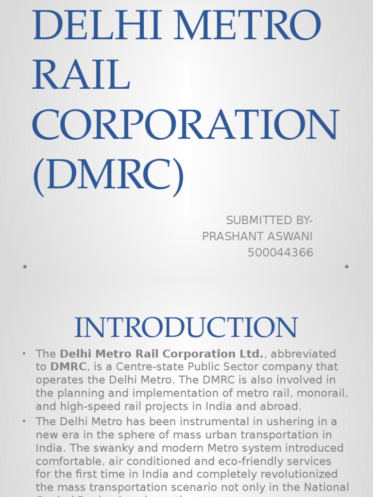 Overview of Delhi Metro Rail Corporation | PDF | New Delhi | Rail ...