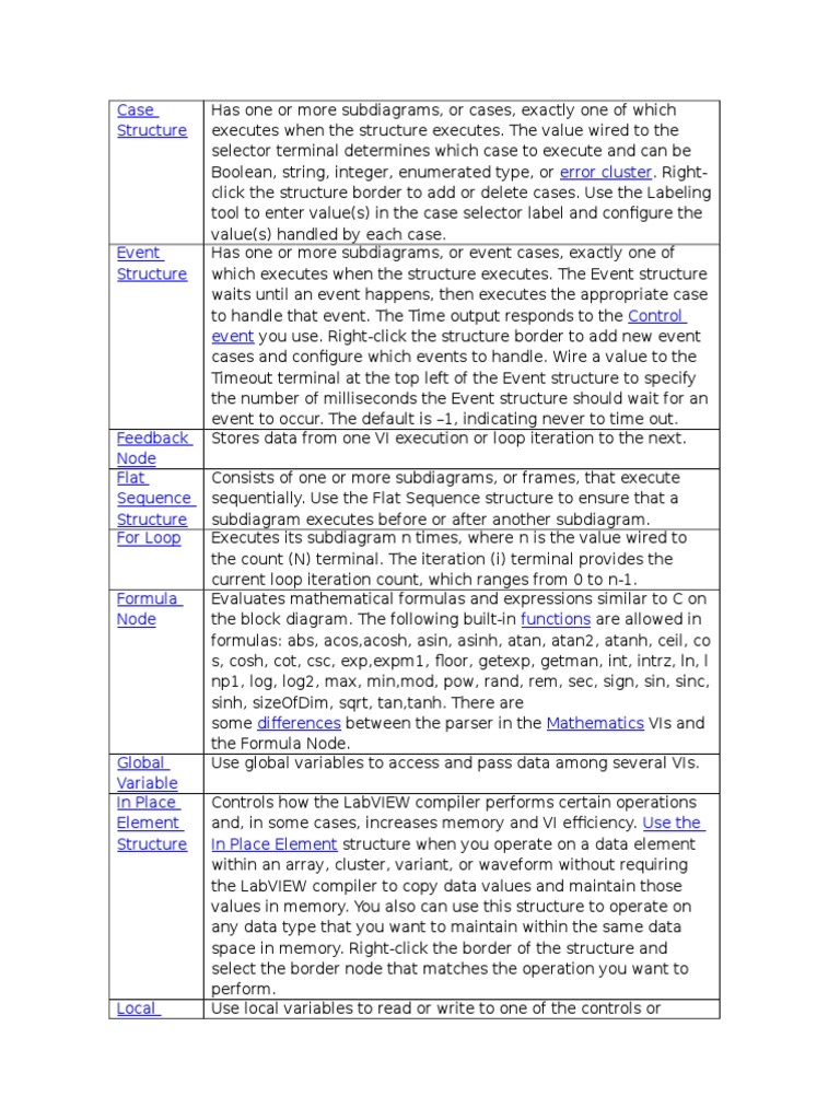 LabVIEW Structure Overview Guide | PDF | Control Flow | Variable ...