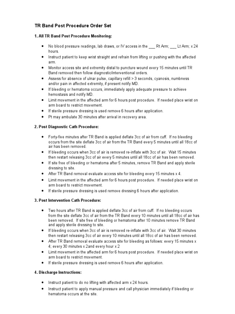 TR Band Order Set PDF Bleeding Health Sciences