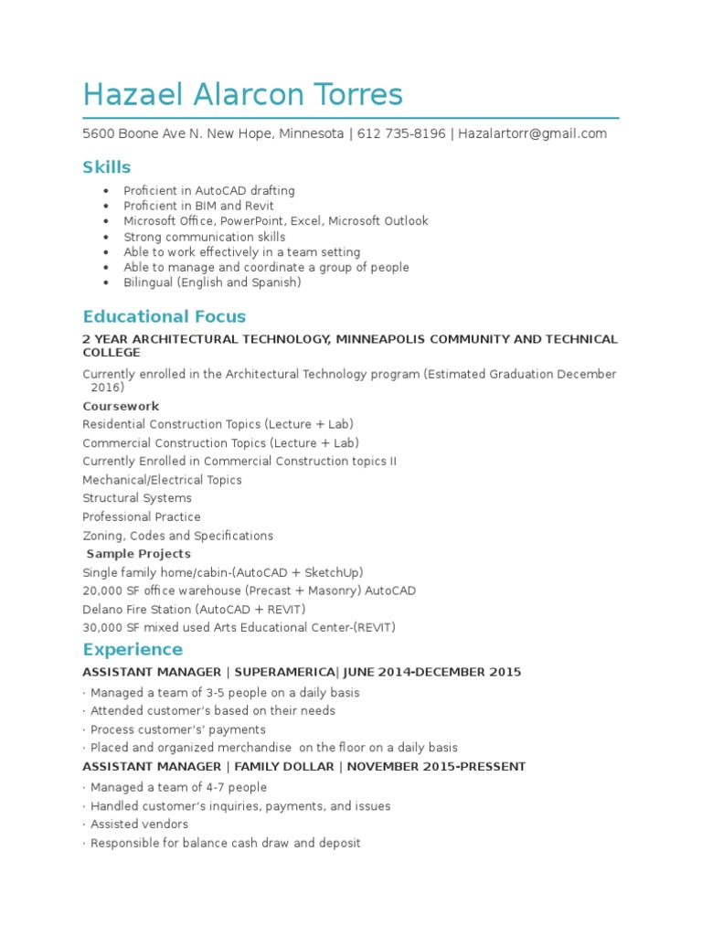 Architectural Tech Student Profile | PDF