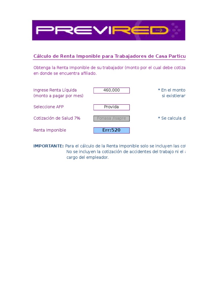 Clculo de Renta Imponible Casa Particular | PDF
