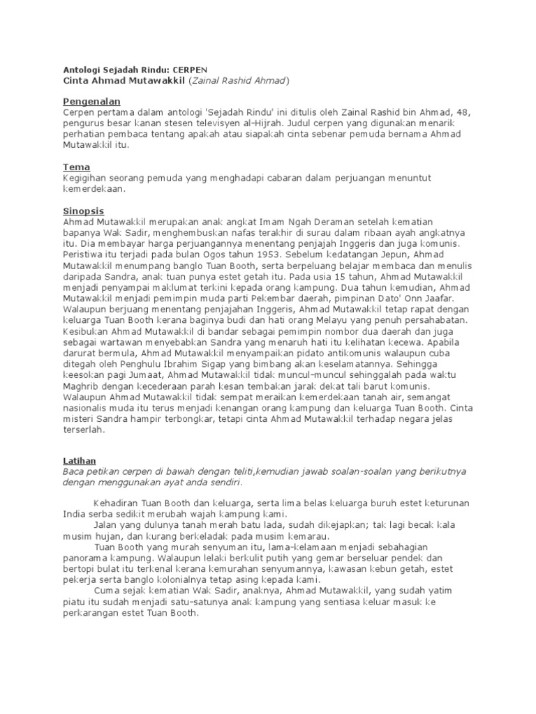 Antologi Sejadah Rindu Pdf