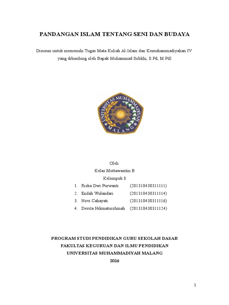 Makalah Pandangan Islam Tentang Seni Dan Budayadocx