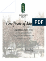 Sac State Certificate of Admission 1