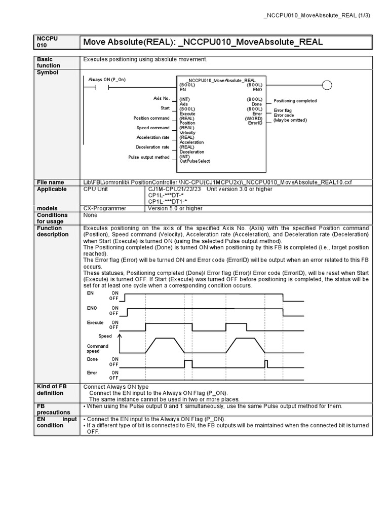 Absolute Movement Function Block Guide | PDF | Acceleration | Frequency