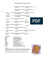 Intermediate English - Monday, February 22, 2016: I. Quiz