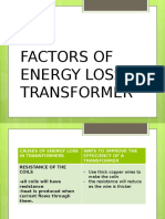 Factors of Energy Loss in Transformer