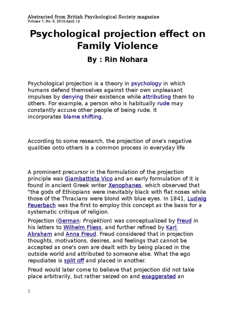 Impact of Psychological Projection on Family Violence | PDF ...