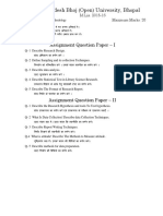 Madhya Pradesh Bhoj (Open) University, Bhopal: Assignment Question Paper - I