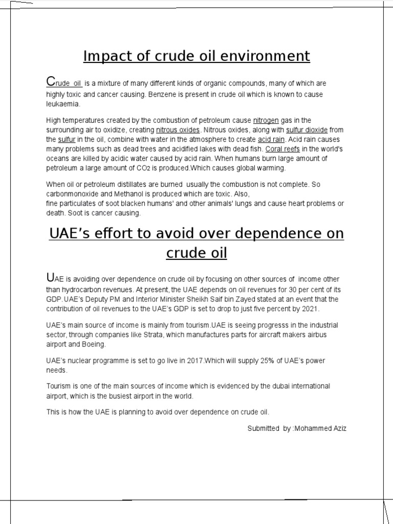Impact of Crude Oil Environment