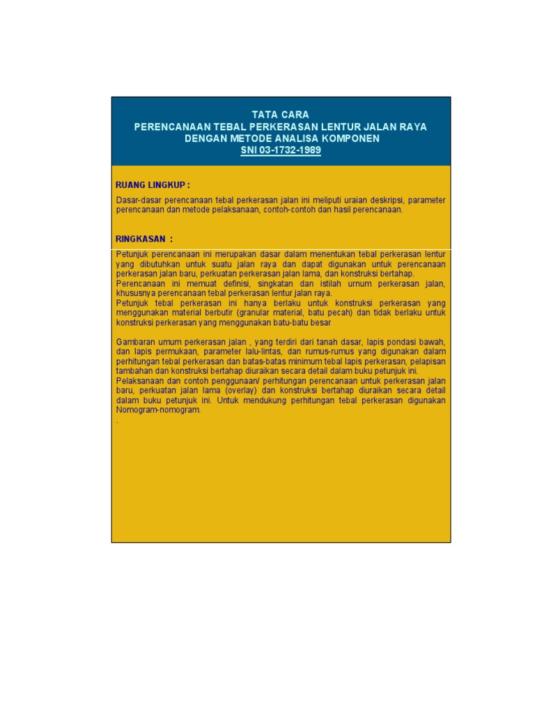 Sni 03-1732-1989 Tata Cara Perencanaan Tebal Perkerasan Lentur Jalan ...