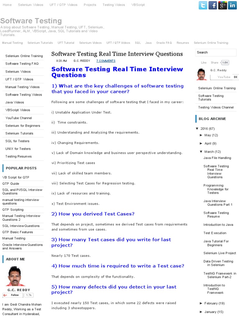 Software Testing Real Time Interview Questions _ Software Testing |  Software Testing | Databases
