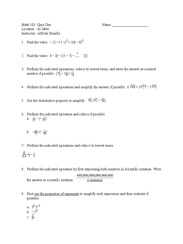 Math 103 Quiz Series Overview | PDF | Interest | Quadratic Equation