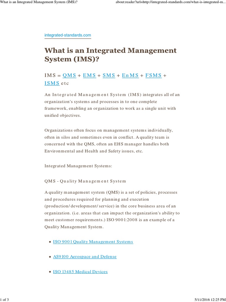 Understanding Integrated Management Systems | PDF | Quality Management ...
