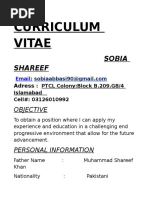 Curriculum Vitae: Sobia