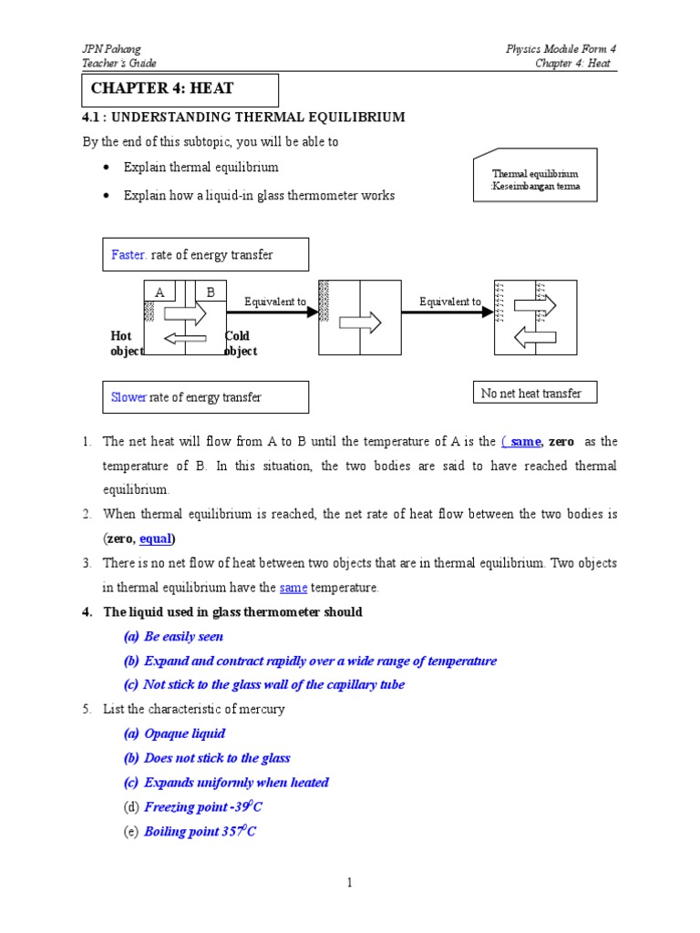 Form 4 Physics: Chapter 4 - Heat | PDF | Temperature | Latent Heat
