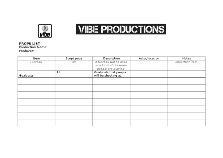 Props List 1 | PDF
