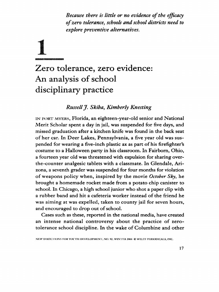 Zero Tolerance in School Discipline | PDF | Violence | Crime & Violence