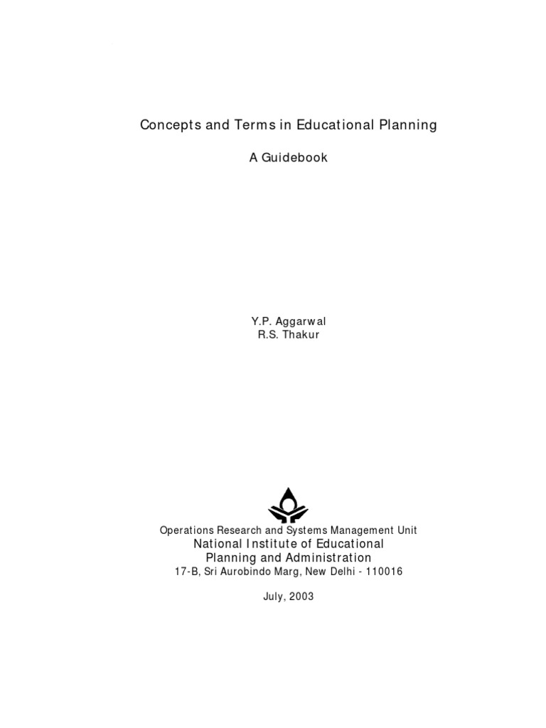 Concepts and Terms in Educational Planning PDF PDF Idea