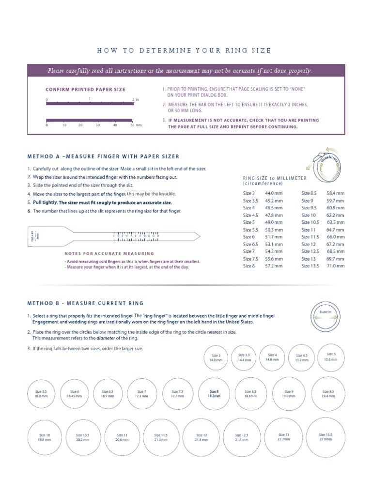 Printable Ring Sizer Instructions | PDF