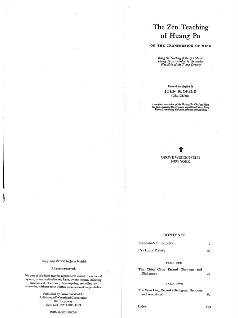 The Zen Teaching of Huang Po PDF | PDF