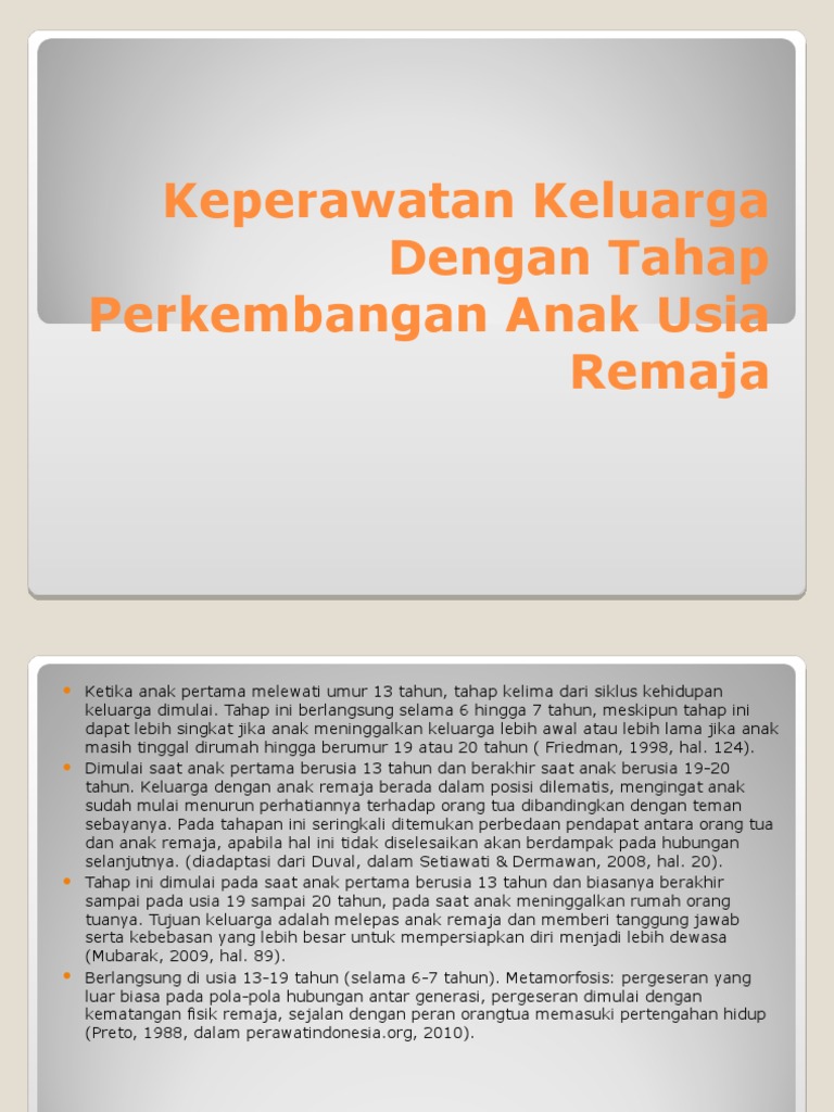 Keperawatan Keluarga Dengan Tahap Perkembangan Anak Usia Remaja
