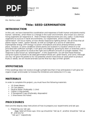 Seed Germination Report Sample Easy Seedling Seed